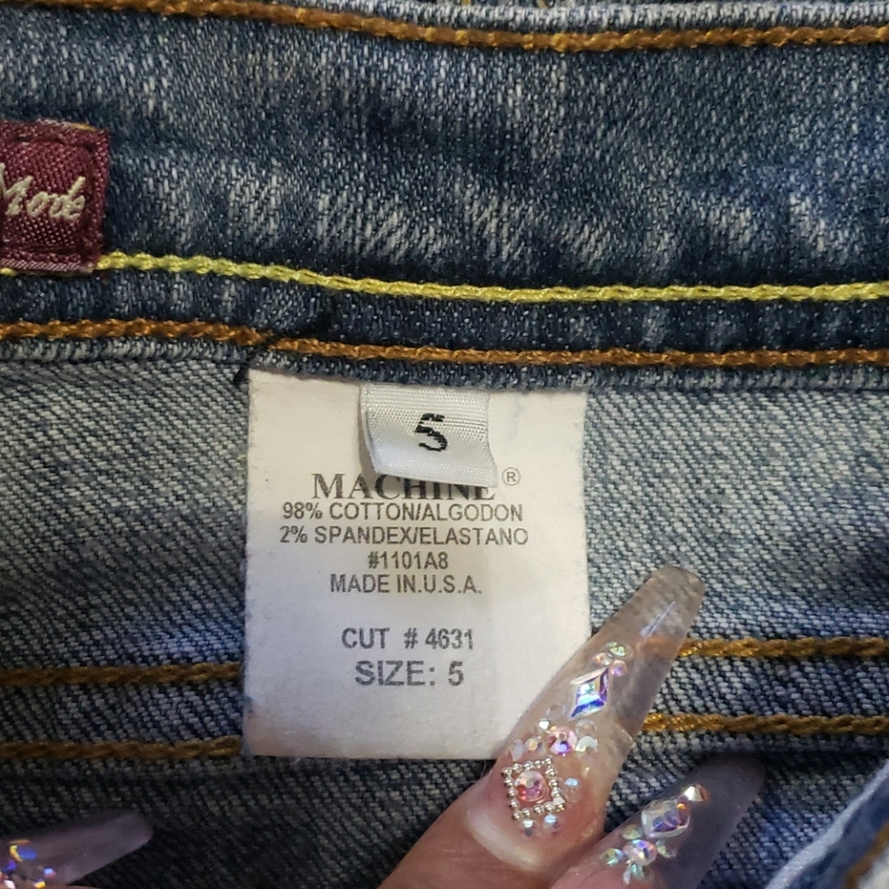 Machine Rhinestone Bootcut Jeans - Picture 7 of 10